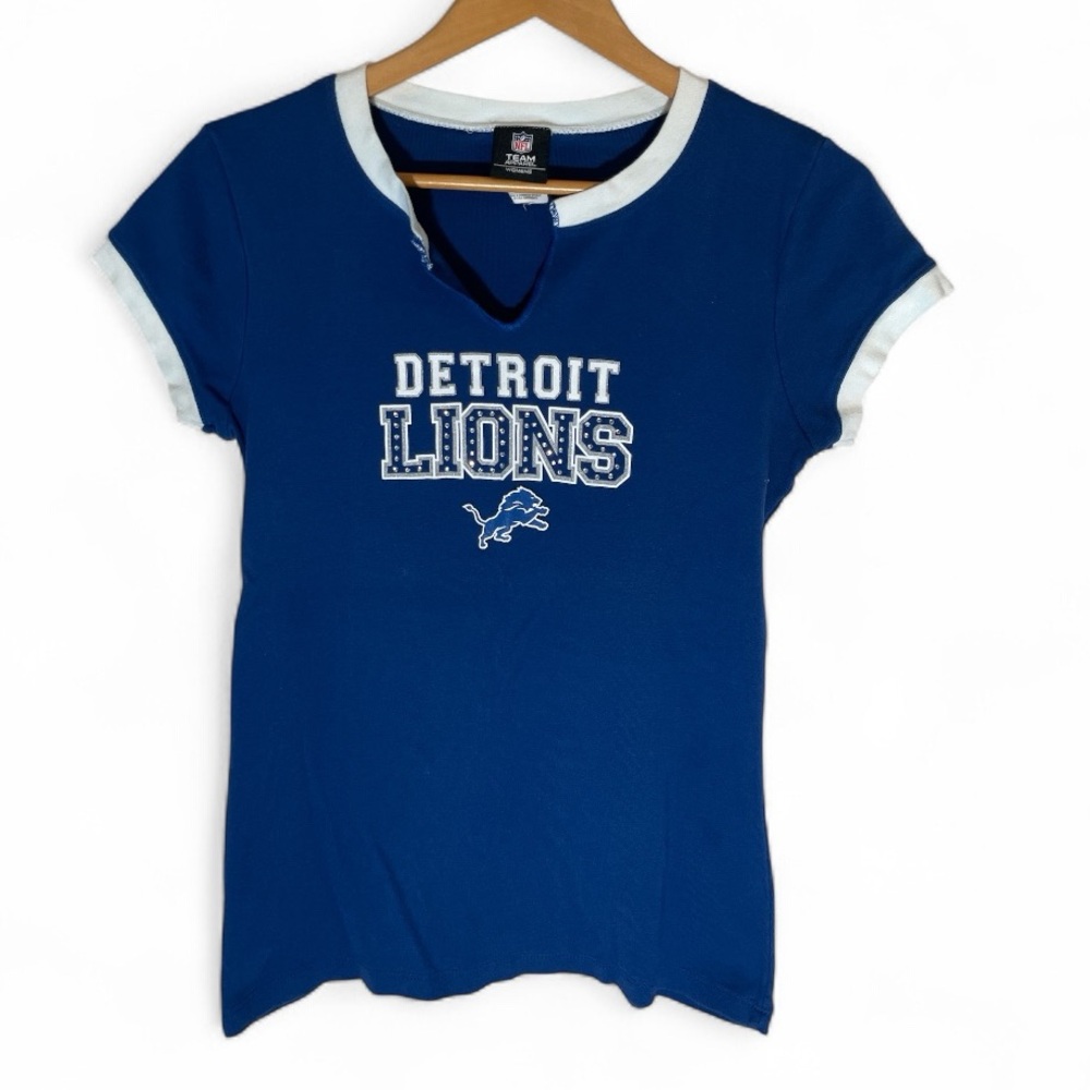 NFL Detroit Lions Royal Blue Short Sleeve Tee with White Trim